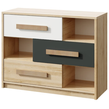 S kvalitným a moderným nábytkom Aurin vyskladáte pracovňu či študentskú izbu presne podľa Vašich predstáv. Komodu so zásuvkami AURIN CH-1100-3DR musíte mať aj vy! Jej rozmery sú (ŠxHxV): 108,8x39,6x84,1 cm. Jej nezvyčajný dizajn nezostane bez povšimnutia. Zásuvky sa môžu pochváliť…