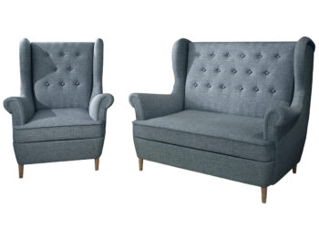 Zostava AVEIRO 2+1 pozostáva z pohovky a kresla a je vhodná pre vybavenie moderných interiérov. Tieto elegantné kúsky s prvkami retro štýlu budú dokonalými doplnkami Vašej obývačky, haly alebo pracovne. Unikátny dizajn im dodávajú elegantné lakťové opierky, štýlové prešívanie operadlovej časti…