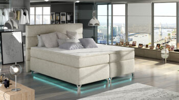 NABBI Avellino 140 čalúnená manželská posteľ s úložným priestorom béžová (Dora 21) – Obrázok 2