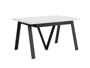 Rozkladací jedálenský stôl Aveny 140/290 v elegantnej kombinácii bielej a čiernej farby je ideálnym riešením pre moderné interiéry. Tento stôl, vyrobený z kvalitného MDF materiálu a kovu, ponúka nielen štýlový vzhľad, ale aj praktickosť vďaka svojej rozkladacej funkcii.