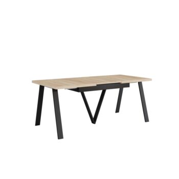 Rozkladací jedálenský stôl Aveny 140/290 v elegantnom farebnom prevedení dub sonoma a čierna je ideálnym riešením pre moderné interiéry. Tento stôl, vyrobený z kvalitného MDF materiálu v kombinácii s kovom, ponúka nielen štýlový vzhľad, ale aj praktickosť a funkčnosť.