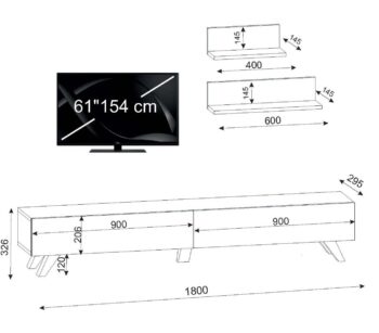 Štýlový TV stolík na nožičkách AZIA vás očarí svojim minimalistickým dizajnom a priaznivou cenou. Tento nábytok je charakteristický prírodnou kresbou dreva, ktorá je doplnená bielymi modernými nožičkami. TV skrinka poskytuje dostatok úložného priestoru vo forme skriniek s výklopom. Bonusom sú závesné police v cene, ktoré ideálne poslúžia na vystavenie dekorácií či kníh. Farebné prevedenie: orechRozmery TV stolíka: (š/v/h) 180 x 32,6 x 31,3 cm (ďalšie rozmery v nákrese)Dodávame v demonte.