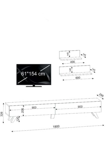 Štýlový TV stolík na nožičkách AZIA vás očarí svojim minimalistickým dizajnom a priaznivou cenou. Tento nábytok je charakteristický prírodnou kresbou dreva, ktorá je doplnená bielymi modernými nožičkami. TV skrinka poskytuje dostatok úložného priestoru vo forme skriniek s výklopom. Bonusom sú závesné police v cene, ktoré ideálne poslúžia na vystavenie dekorácií či kníh. Farebné prevedenie: sapphireRozmery TV stolíka: (š/v/h) 180 x 32,6 x 31,3 cm (ďalšie rozmery v nákrese)Dodávame v demonte.