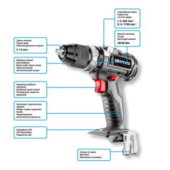 Aku vŕtačka Energy+ 18V 58G019-SET1 GRAPHITE