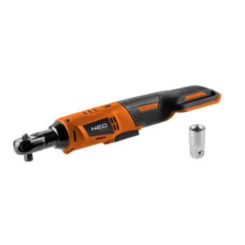 Akumulátorová račňa Energy+ 18V, Li-lon, 3/8 palcov, bez batérie, 1/2 palcový adaptér 04-603 NEO