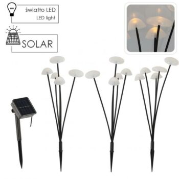 Aldotrade Solárna lampa Houbičky, sada 3 ks, v. 43cm, 15 LED, teplá biela