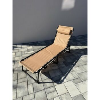 Aldotrade Záhradné rozkladacie lehátko s taškou190x58x30 cm, krémová