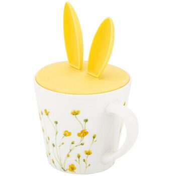 Altom Porcelánový hrnček Marigolds so silikónovým viečkom, 330 ml