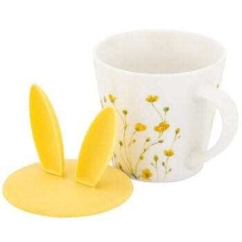 Altom Porcelánový hrnček Marigolds so silikónovým viečkom, 330 ml