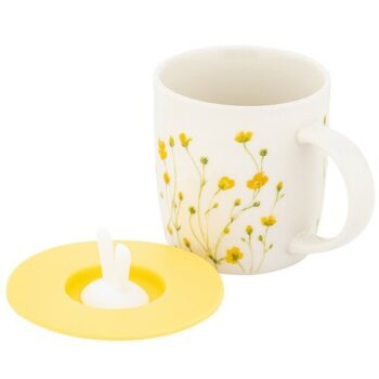 Altom Porcelánový hrnček Marigolds so silikónovým viečkom, 360 ml