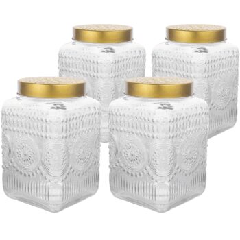 Altom Súprava sklenených dóz so zlatým vekom Daisy 2,2 l, 4 ks, 2,2 l