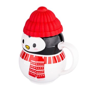 Altom Vianočný hrnček so silikónovým viečkom Penguin, 350 ml