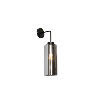 Art Deco nástenná lampa čierna s dymovým sklom - Laura
