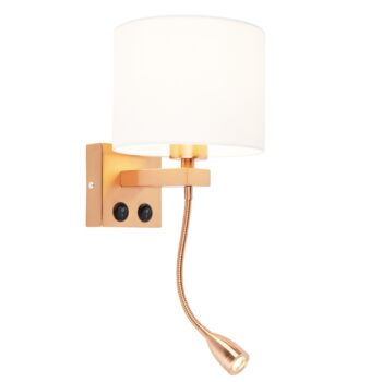 Art Deco nástenná lampa medená s bielym tienidlom - Brescia
