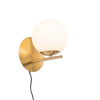 Art Deco nástenná lampa zlatá a opálové sklo - Flore