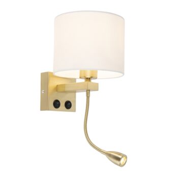 Art Deco nástenná lampa zlatá s bielym tienidlom - Brescia