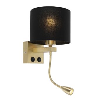 Art Deco nástenná lampa zlatá s čiernym tienidlom - Brescia