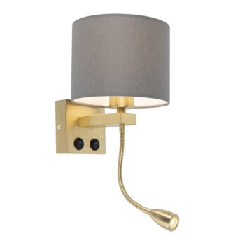 Art Deco nástenná lampa zlatá s sivým tienidlom - Brescia