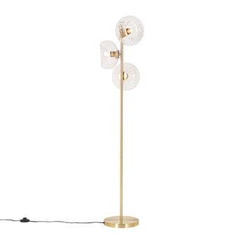 Art Deco stojaca lampa zlatá so sklom 3-svetlo - Ayesha
