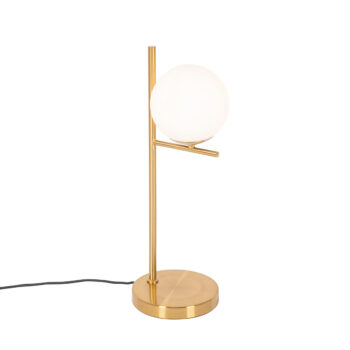 Art Deco stolná lampa zlatá a opálové sklo - Flore