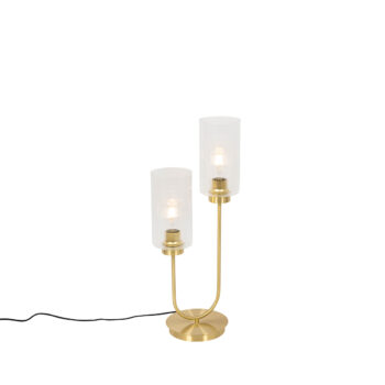 Art Deco stolná lampa zlatá so sklom 2-svetlo - Laura