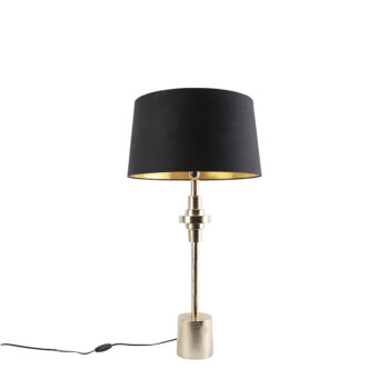 Art Deco stolová lampa zlatá a čierna bavlnený tienidlo 45 cm - Diverso