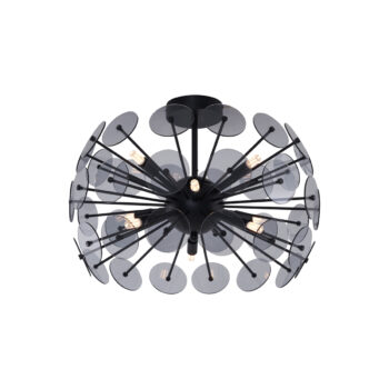 Art Deco stropné svietidlo čierne s dymovým sklom - Atomic