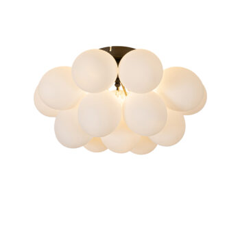 Art Deco stropné svietidlo čierne s opálovým sklom 4-žiarovkové - Uvas
