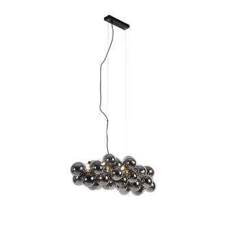 Art Deco závesná lampa čierna s dymovým sklom 8-Lights - Uvas