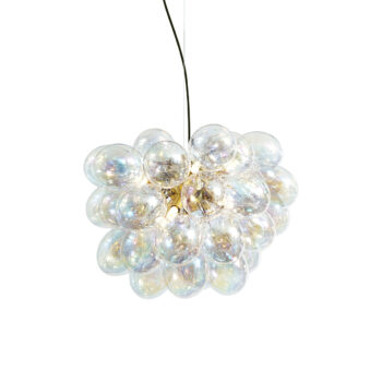 Art Deco závesná lampa zlatá s dúhovým sklom 50cm 8-svetiel - Uvas