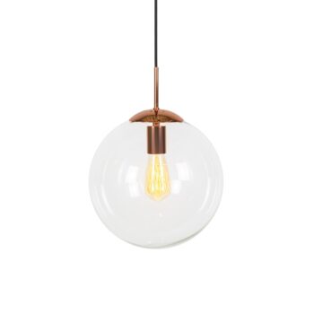 Art Deco závesné svietidlo medené s priehľadným sklom 30 cm - Ball 30