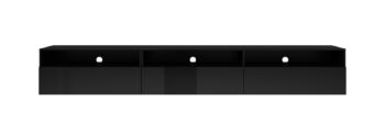 Moderný a minimalistický štýl ponúka Athena 40 TV stolík.Predné časti vo vysokolesklej čiernej farbe sú kombinované s telom v čiernej super matnej, aby vytvorili harmonický vzhľad. Vďaka jednoduchému dizajnu je možné nábytok tiež ľahko kombinovať s existujúcim nábytkom ATHENA.TV skrinka môže stáť na podlahe ale vďaka vešiakom, ktoré sú súčasťou zostavy sa môže veľmi rýchlo stať závesným kusom nábytku.Je vyrobená z kvalitnej laminatovej drevotriesky LTD, ktorá ponúka vysokú odolnosť proti poškriabaniu a nárazu. Prednostou stolíka dostatok úložného priestoru, je vybavená tromi uzavretými časťami a tromi výklenkami, vďaka čomu umožní pohodlne triediť audio zariadenie a ďalšiu techniku.Rozmery (š/v/h): (270/40/41) cmDodávané v demonte.