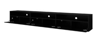 Moderný a minimalistický štýl ponúka Athena 40 TV stolík.Predné časti vo vysokolesklej čiernej farbe sú kombinované s telom v čiernej super matnej, aby vytvorili harmonický vzhľad. Vďaka jednoduchému dizajnu je možné nábytok tiež ľahko kombinovať s existujúcim nábytkom ATHENA.TV skrinka môže stáť na podlahe ale vďaka vešiakom, ktoré sú súčasťou zostavy sa môže veľmi rýchlo stať závesným kusom nábytku.Je vyrobená z kvalitnej laminatovej drevotriesky LTD, ktorá ponúka vysokú odolnosť proti poškriabaniu a nárazu. Prednostou stolíka dostatok úložného priestoru, je vybavená tromi uzavretými časťami a tromi výklenkami, vďaka čomu umožní pohodlne triediť audio zariadenie a ďalšiu techniku.Rozmery (š/v/h): (270/40/41) cmDodávané v demonte.