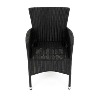 Autronic Záhradná stolička, kov, polyratan, čierna, AZC-S2117 BK