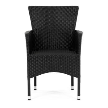 Autronic Záhradná stolička, kov, polyratan, čierna, AZC-S2117 BK