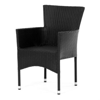 Autronic Záhradná stolička, kov, polyratan, čierna, AZC-S2117 BK