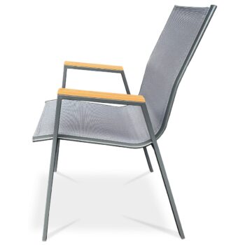 Autronic Záhradná stolička, kov, textil, sivá,AZC-S1050 GREY
