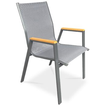 Autronic Záhradná stolička, kov, textil, sivá,AZC-S1050 GREY