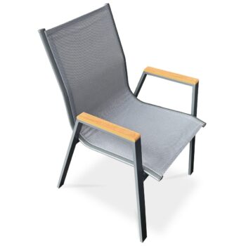 Autronic Záhradná stolička, kov, textil, sivá,AZC-S1050 GREY