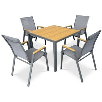 Autronic Záhradná stolička, kov, textil, sivá,AZC-S1050 GREY