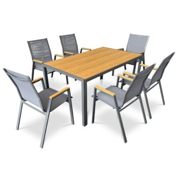 Autronic Záhradný stôl, kov, polywood, hnedá,AZT-S1215 OAK