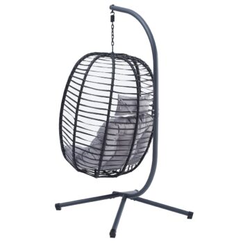 Autronic Závěsné křeslo, kov, polyratan, šedá, AZ-V1289 GREY