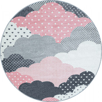 Ayyildiz, Detský kusový koberec Bambi 820 pink kruh, 120x120 (priemer) kruh, ružová, detská izba