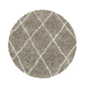 Ayyildiz, Kusový koberec Alvor Shaggy 3401 beige kruh, 200x200 (priemer) kruh, béžová, obývacia izba