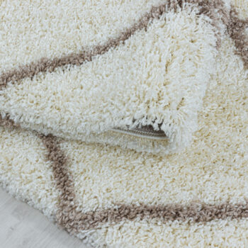 Ayyildiz, Kusový koberec Alvor Shaggy 3401 cream kruh, 80x80 (priemer) kruh, biela, obývacia izba
