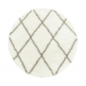 Ayyildiz, Kusový koberec Alvor Shaggy 3401 cream kruh, 80x80 (priemer) kruh, biela, obývacia izba