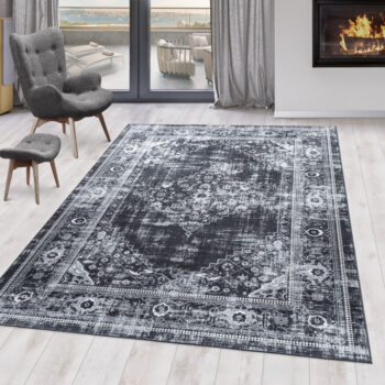 Ayyildiz, Kusový koberec Fiesta 4301 black, 120x170, čiernobiela, chodba / predsieň
