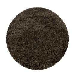 Ayyildiz, Kusový koberec Fluffy Shaggy 3500 brown kruh, 80x80 (priemer) kruh, hnedá, obývacia izba