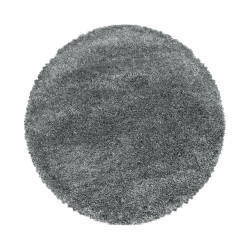Ayyildiz, Kusový koberec Fluffy Shaggy 3500 light grey kruh, 80x80 (priemer) kruh, šedá, obývacia izba