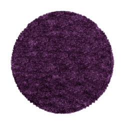 Ayyildiz, Kusový koberec Fluffy Shaggy 3500 lila kruh, 80x80 (priemer) kruh, fialová, obývacia izba